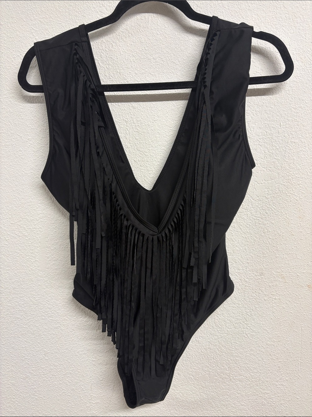 Black Fringe One-Piece Bodysuit